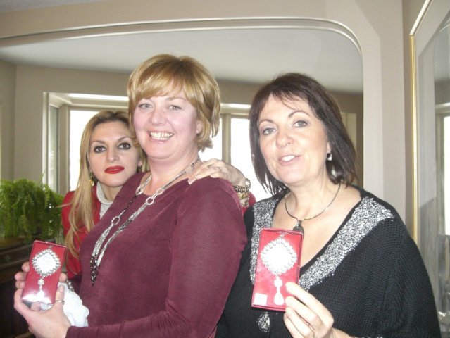 Lina, Erin and Nicole with Erin's custom designed Christmas Exchange ornaments